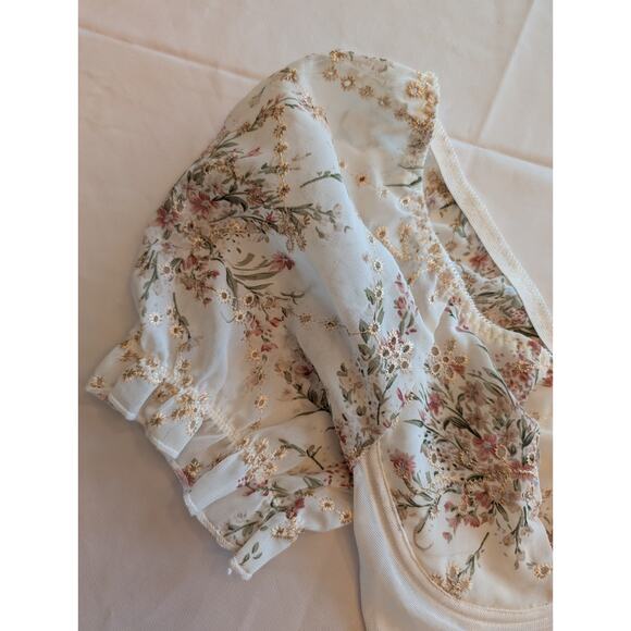 Women's Floral Puff Sleeve Fairy Festival Corset Top Size S Peasant‎ - Picture 3 of 8